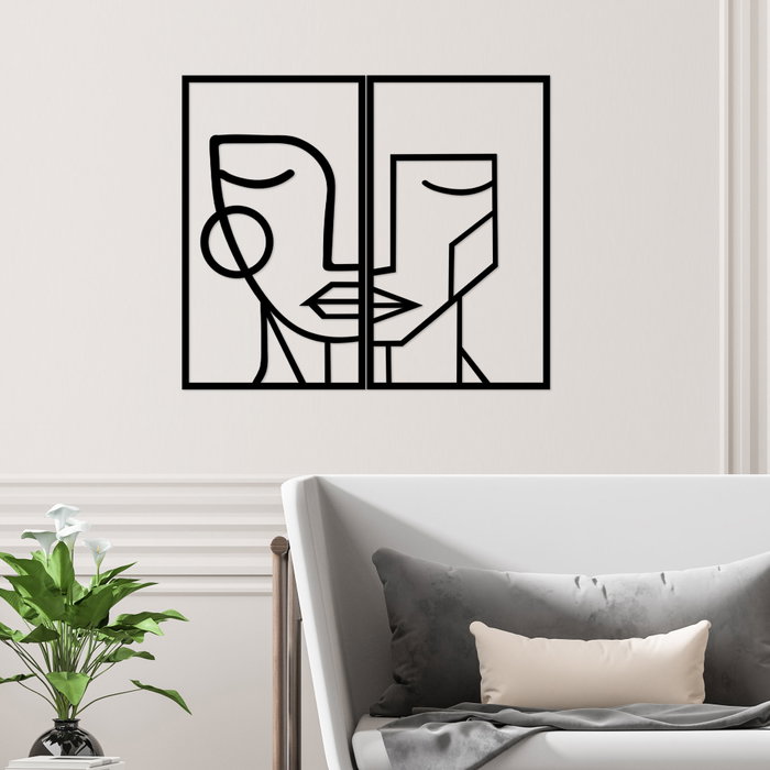 Wallity Woman Face Escultura de Pared en Negro